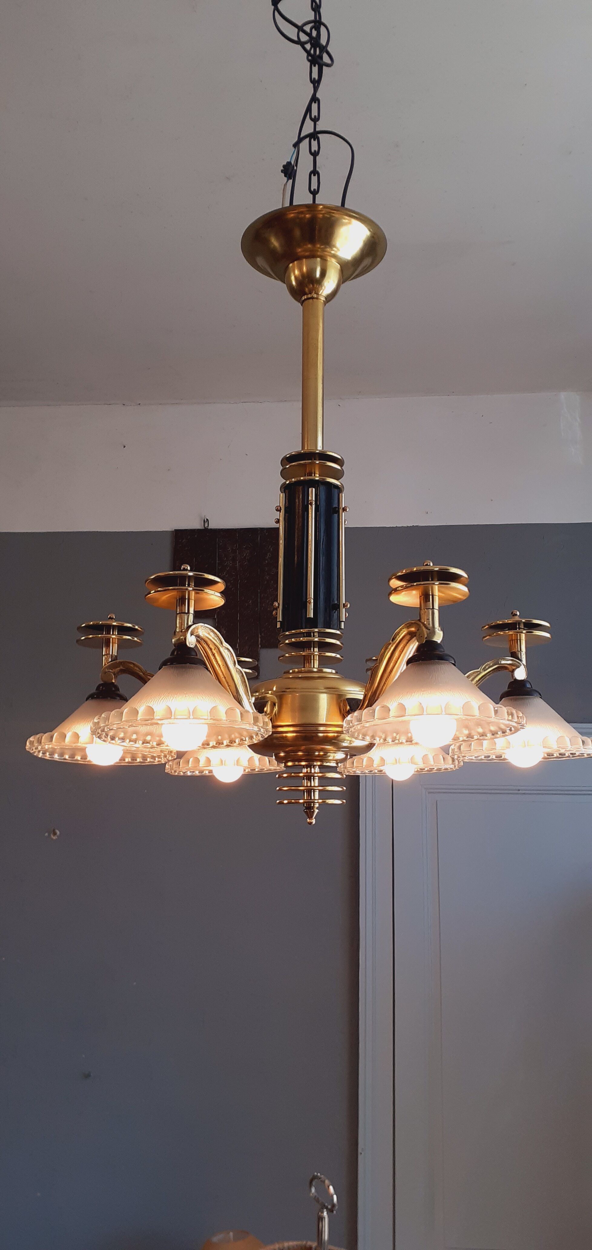 Art Deco chandelier six lights year 40