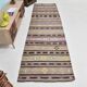 3x10 Pastel Pink & Brown Striped Kilim Runner Rug, 90x315Cm