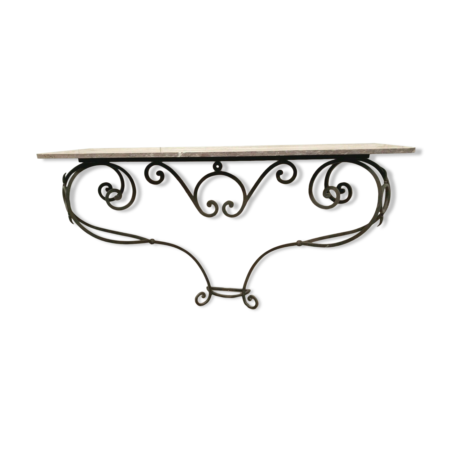 Console en fer forgé et marbre rouge