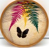Bamboo Tray with 12 Colonial Style Butterfly Coasters
