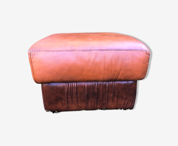 Pouf cuir bicolore