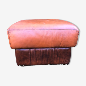 Two-tone leather pouf