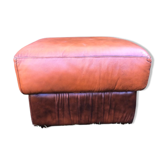 Two-tone leather pouf