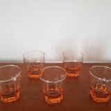 Set of 5 molded pink water glasses