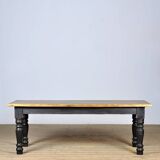 Table de ferme en pin avec plateau ancien