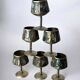 Abalone shell & alpaca shot glasses, set of 6, Mexico, 1970