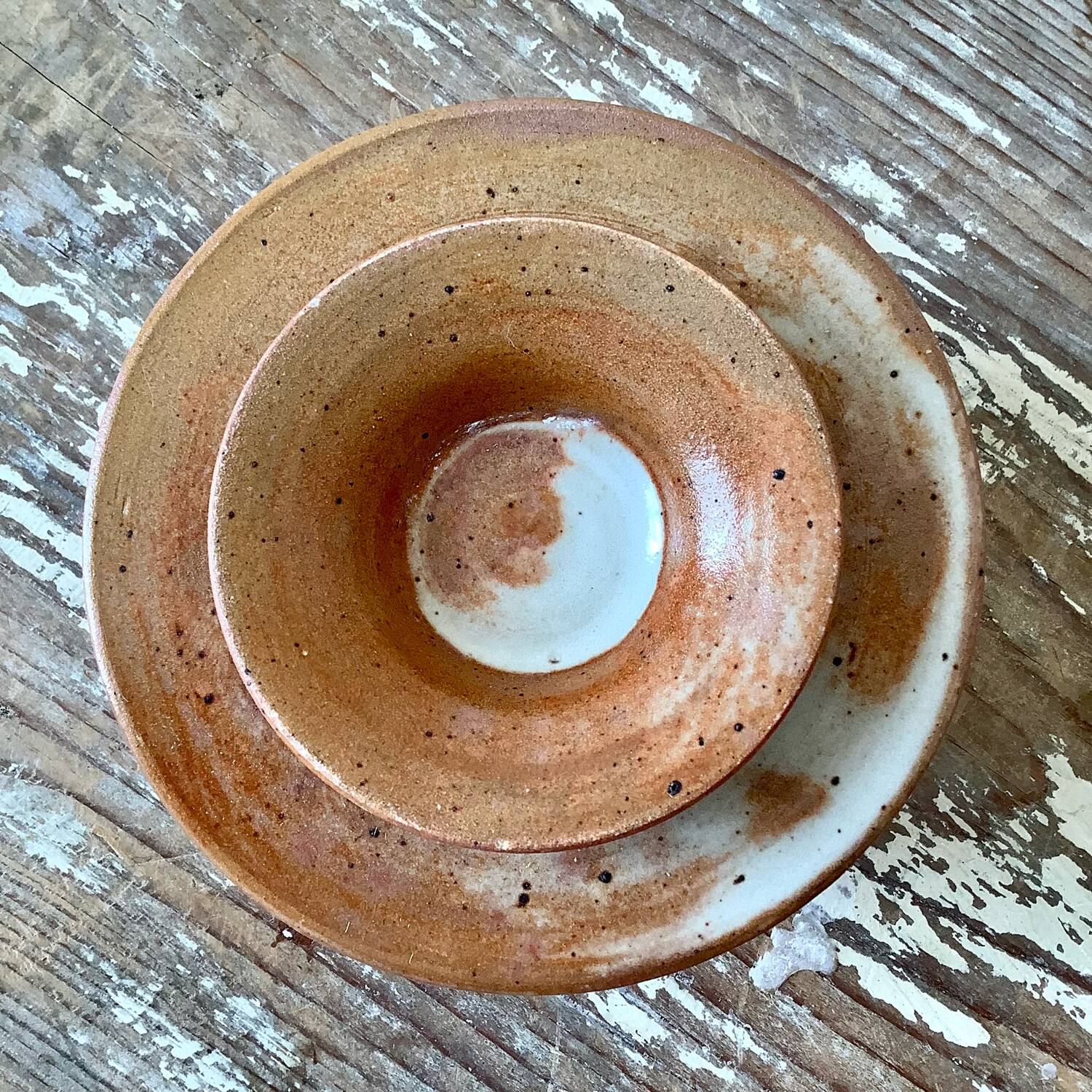 Stoneware water butter dish