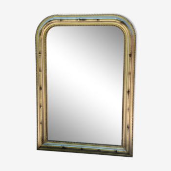 Miroir de style Louis Philippe en bois et stuck doré 105,5x75cm