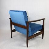 Blue marine velvet gfm-142 armchair by Edmund Homa, 1970s, ocean