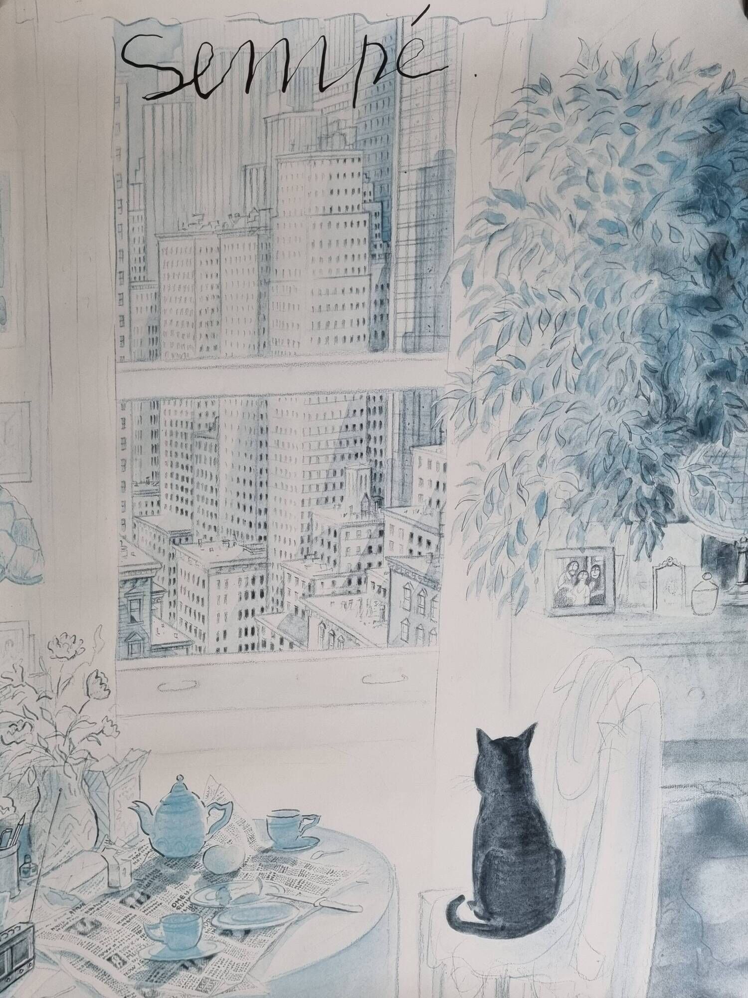 Poster after Sempé, Nine Hours of the Morning, The New Yorker, 80 x 60 cm
