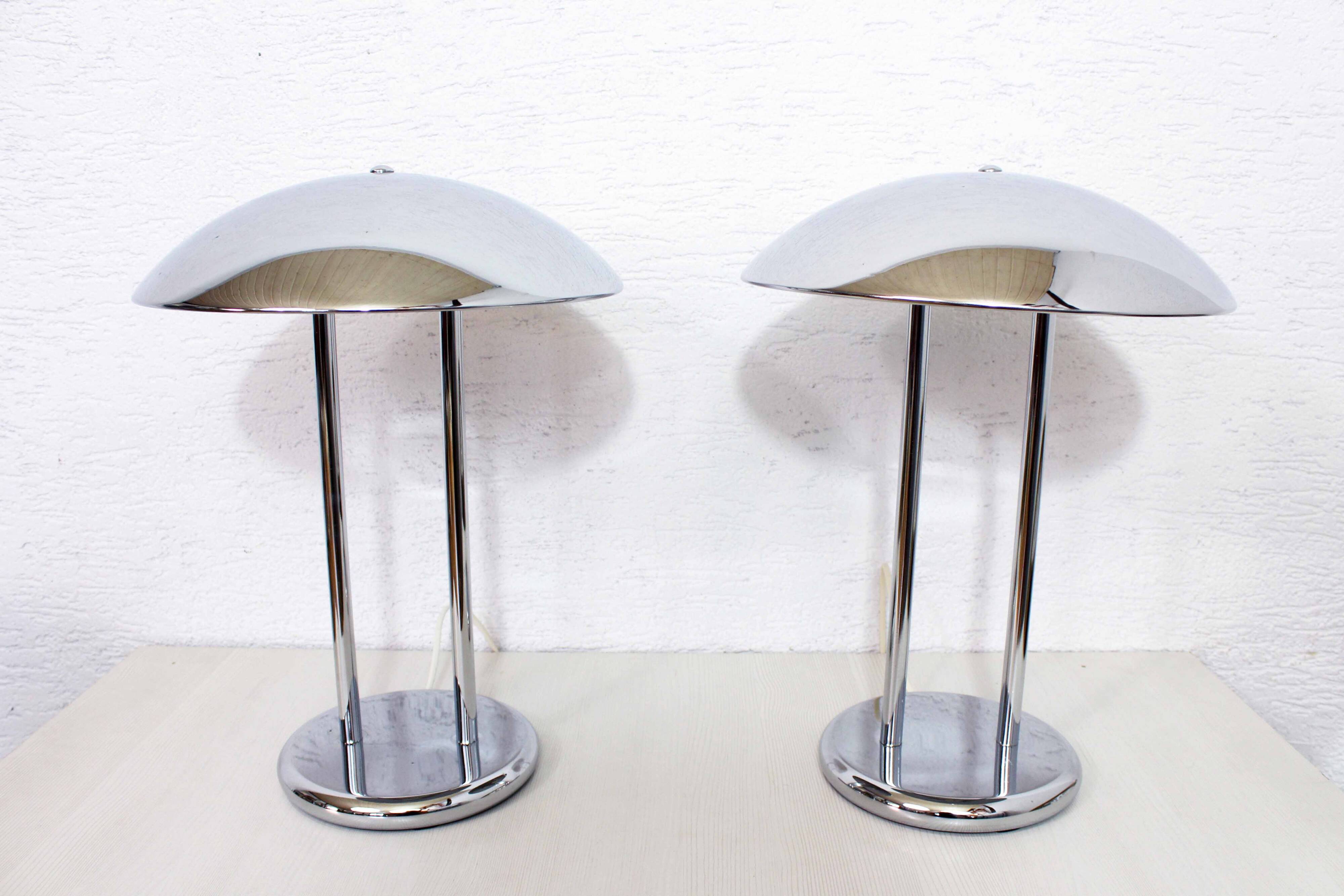 Lampe champignon en métal chromé 1980