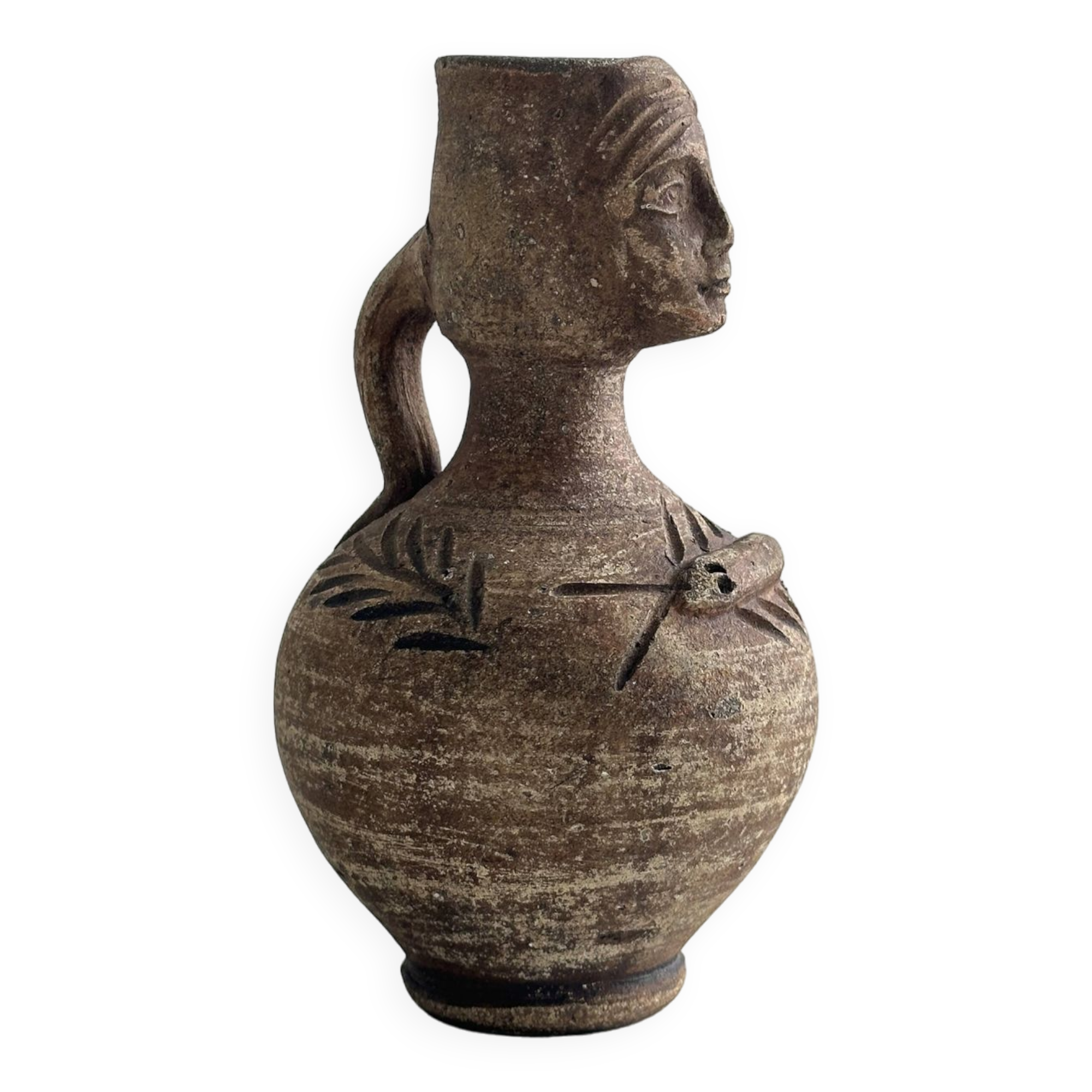 Ceramic woman face vase pitcher.