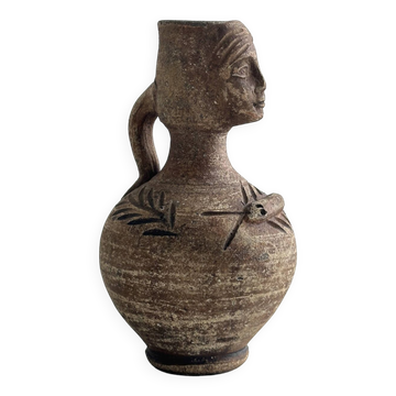 Pichet vase visage femme en céramique.