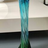 Flower-shaped soliflore vase. In blown Art glass. Handmade. High 30 cm