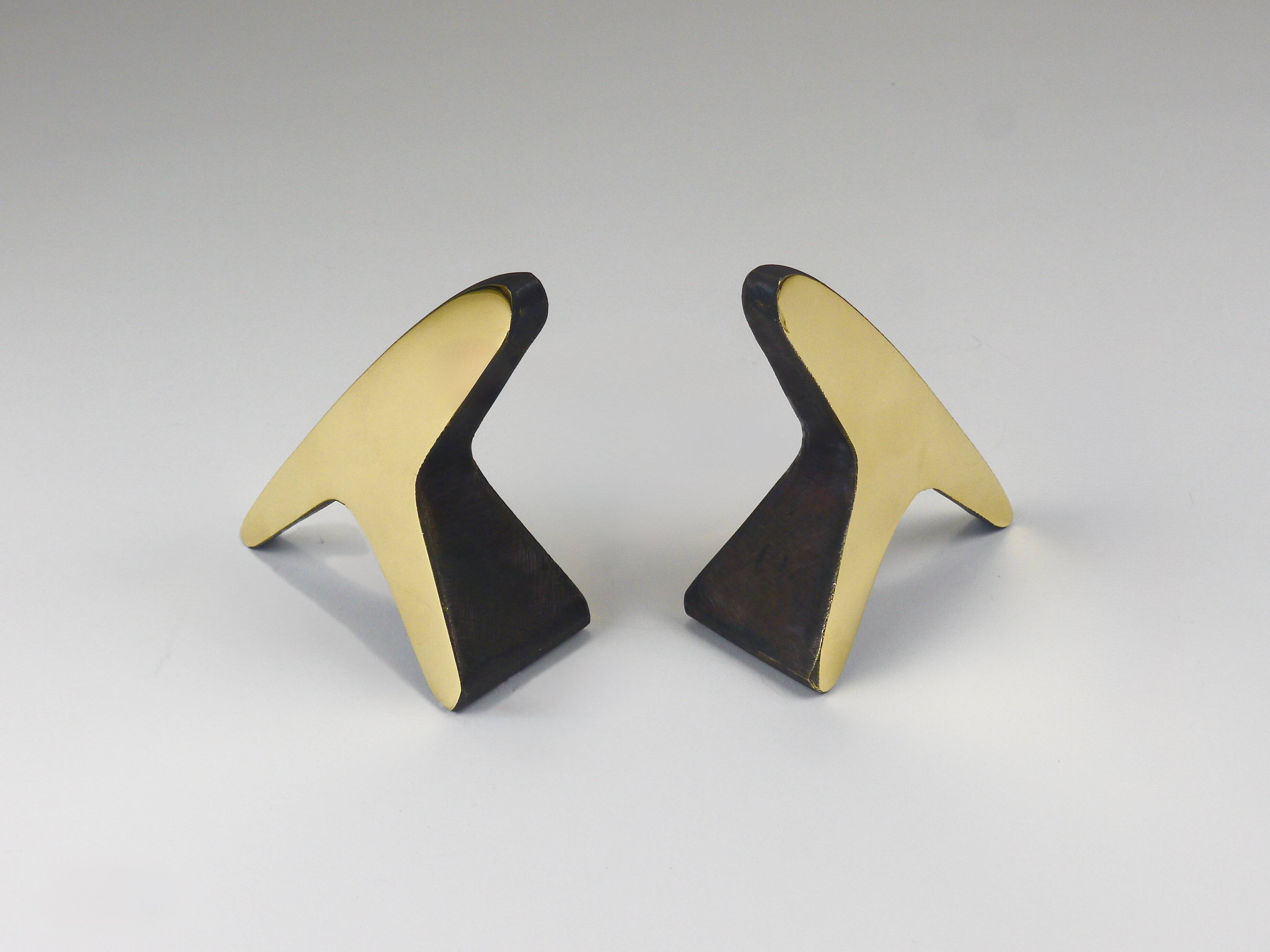 Pair Carl Auböck Minimalist Mid-Century Brass Bookends #3847, Vienna, Austr
