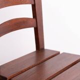 Set of 6 large Brutalist chairs in solid oak from the 1950s.