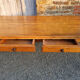 Solid oak farmhouse table, two drawers, vintage, early twentieth century.