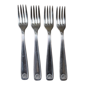 Lot 4 forks stainless steel shell 3 lobes