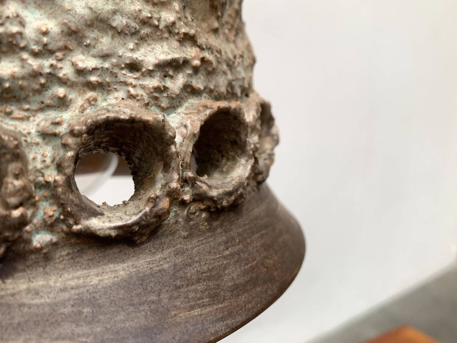 Brutalist ceramic pendant from the mid-century modern period by Judi Kunst.