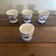 Set of 4 antique delft egg cups, white ceramic with blue vinta decor