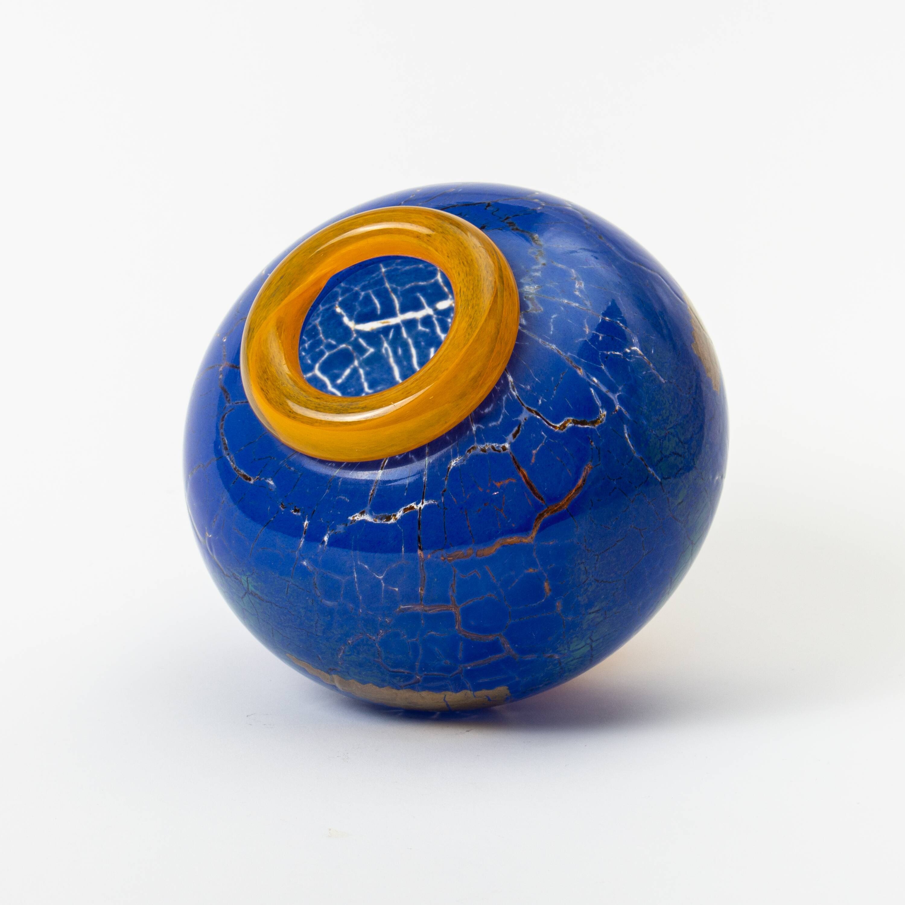 Transjö Hytta cracked glass vase (Sweden)