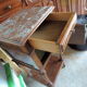 Ancien chevet table de nuit plate de marbre