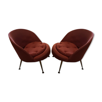 Pair of vintage 1960 pink cocktail armchairs