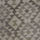 Beige cream scandinavian style kilim handmade flat-woven wool area rug- 198x155cm