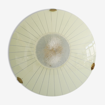 Mid-century wall or ceiling lamp made of glass with a graphic pattern