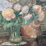 Tableau René Karbowsky (1883-?) composition aux fleurs pastel sur papier