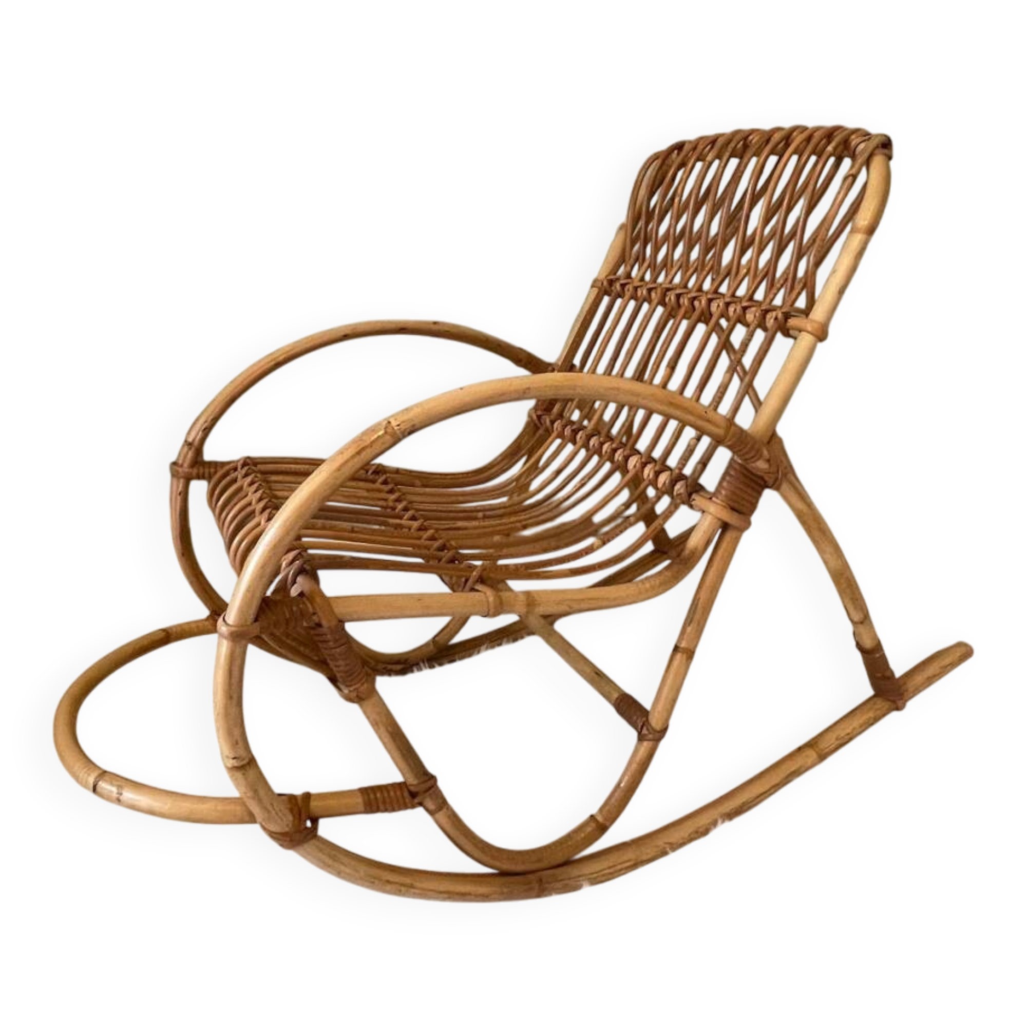 Vintage rattan rocking chair for children
