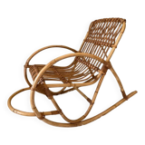 Vintage rattan rocking chair for children