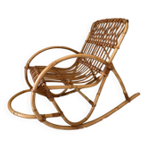 Fauteuil à bascule enfant en rotin vintage