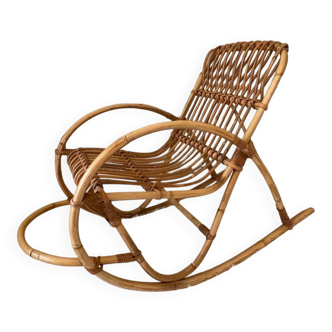 Vintage rattan rocking chair for children