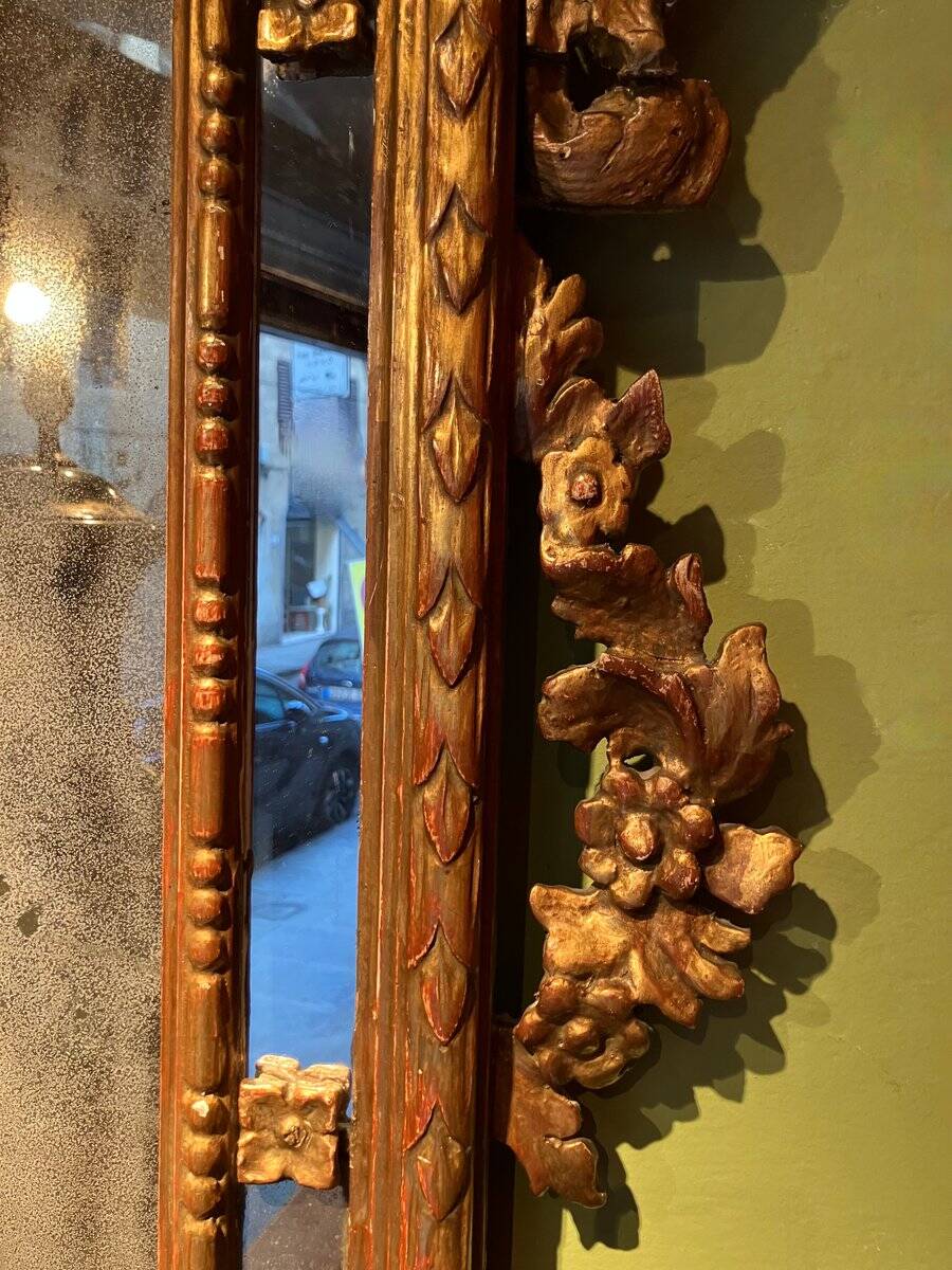 Large 19th Century French Giltwood Marriage Mirror Antique Overmantel Mirror with Original Mercury Foxed Glass