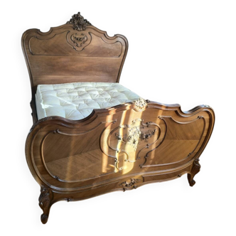 140cm Art Deco/Regency double bed in walnut