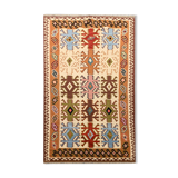 Cream wool turkish kilim handwoven tribal area rug 143x240cm