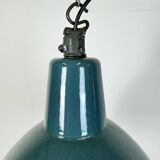 Industrial Petrol Enamel Factory Pendant Lamp, 1960s