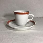 Théière Pillivuyt et 4 tasses céramique vintage