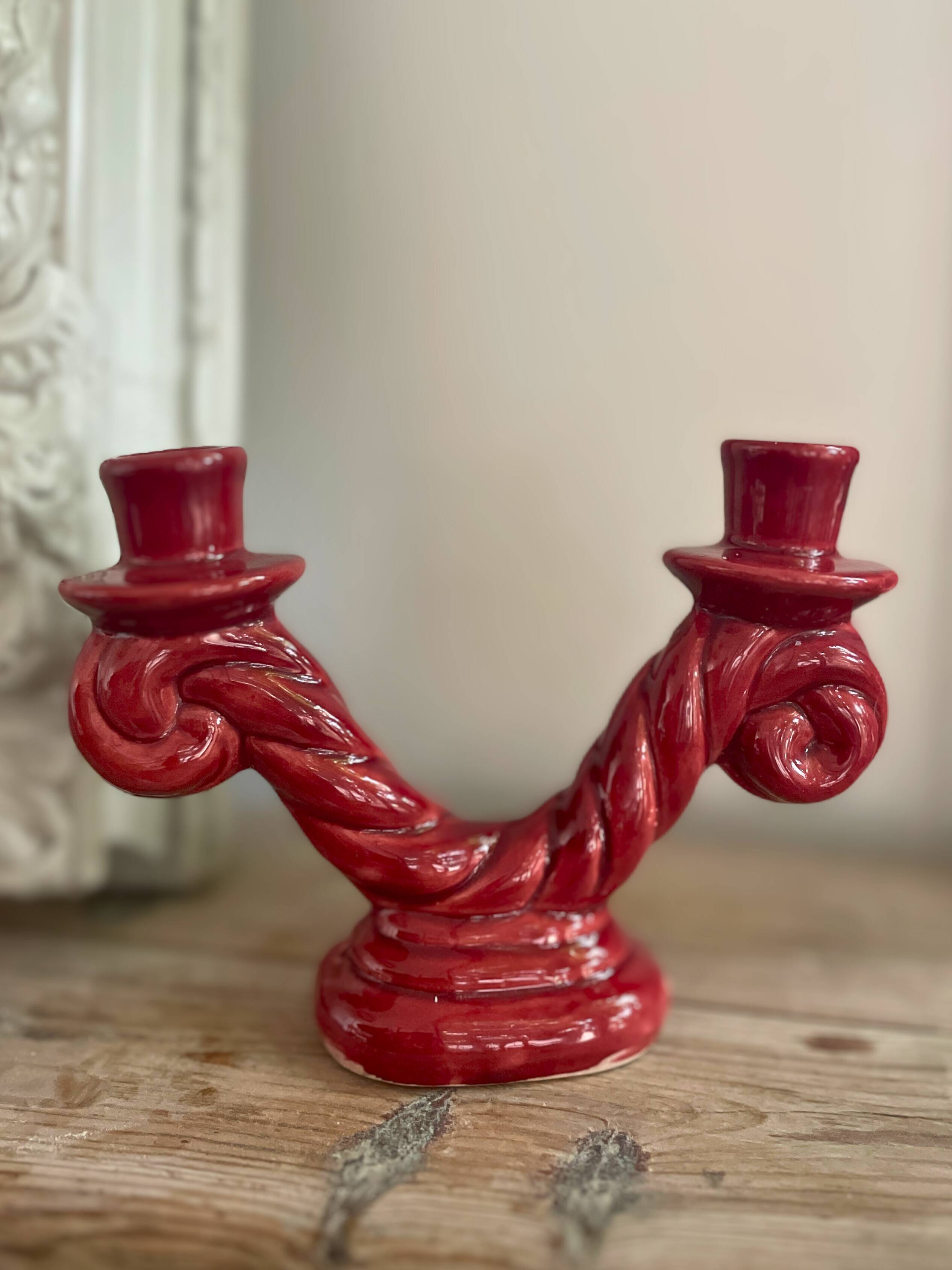 Double ceramic candle holder - 50s