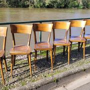 Series of 6 vintage old restaurant bistro chairs - 1950s