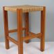 Vintage wooden stool with woven seat – 1960s/70s