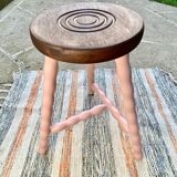 Tripod stool with spool legs in ballerina pink