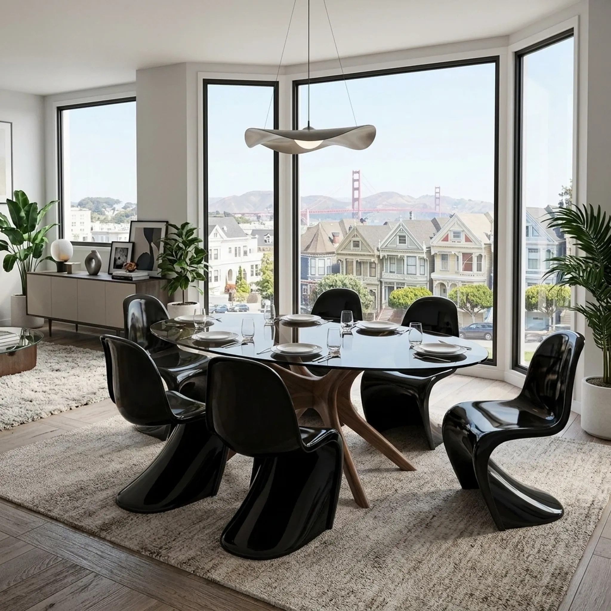 Set of 6 Original Vintage Black Panton Chairs by Verner Panton for Herman M