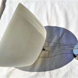 Large SUSPENSION with 3 cables in white glass and chrome large model