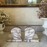 Vintage pair of marble and onyx Art Deco bookends.