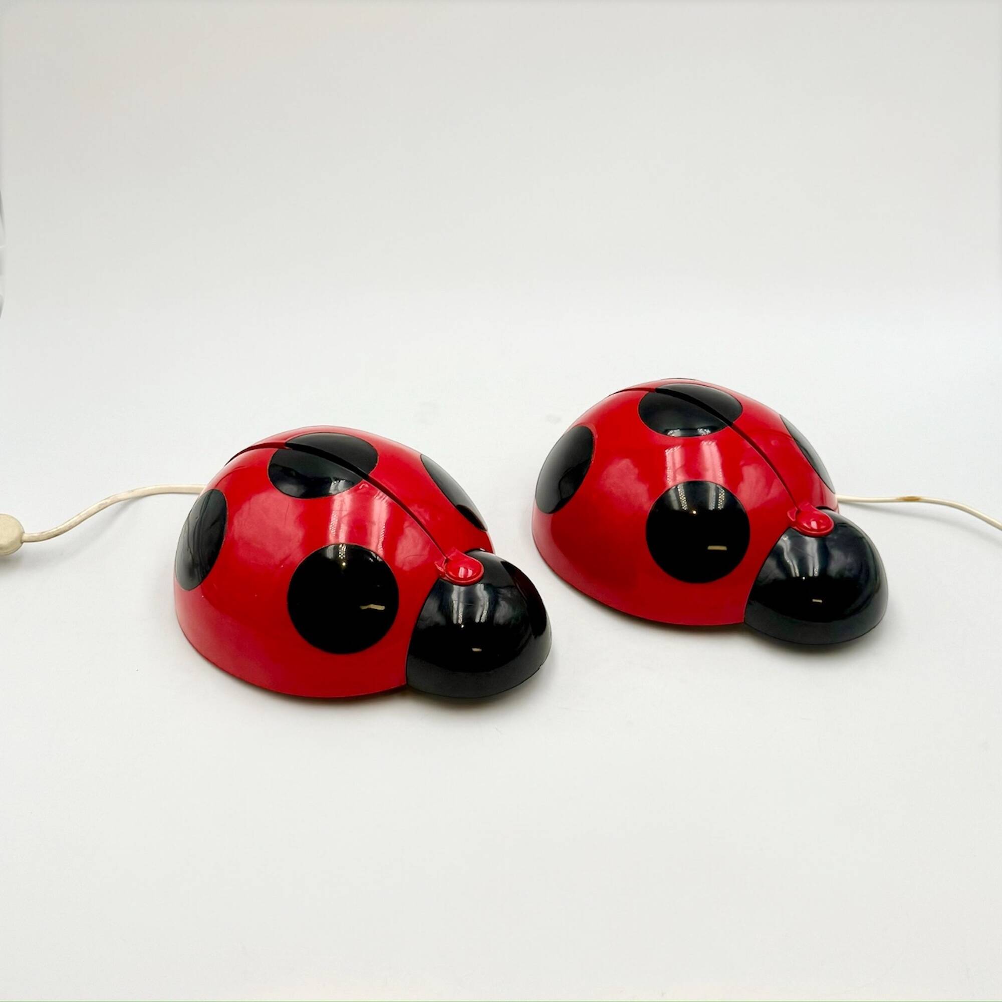 Pair of Lucinelle Ladybug Lamps by Vitrac – Wall/Table, 1970s France