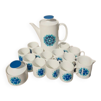 Coffee set vintage porcelain blue white 60s 70s floral Thomas Rosenthal