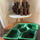 Compartmented dish VALLAURIS J-M Faux Barbotine diamond-shaped earthenware 60s