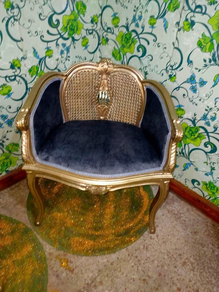 Blue armchairs and sofa Louis XV style